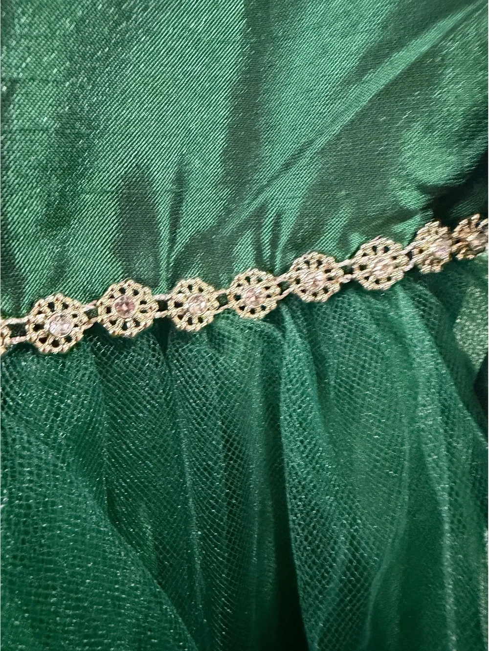 Bonnie Jean Girls Green Formal Dress Size 6 with Tulle and Decorative Waistband